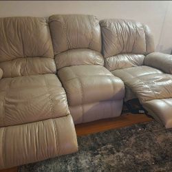 Leather Reclining Sofa – 84"x36" – Two Recliners – Great Condition!