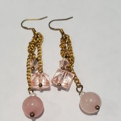 Pink Golden Colored Earrings