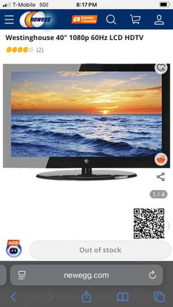 Westinghouse Brand 40” Flat Screen 1080P LCD HDTV Television W Attached Base 