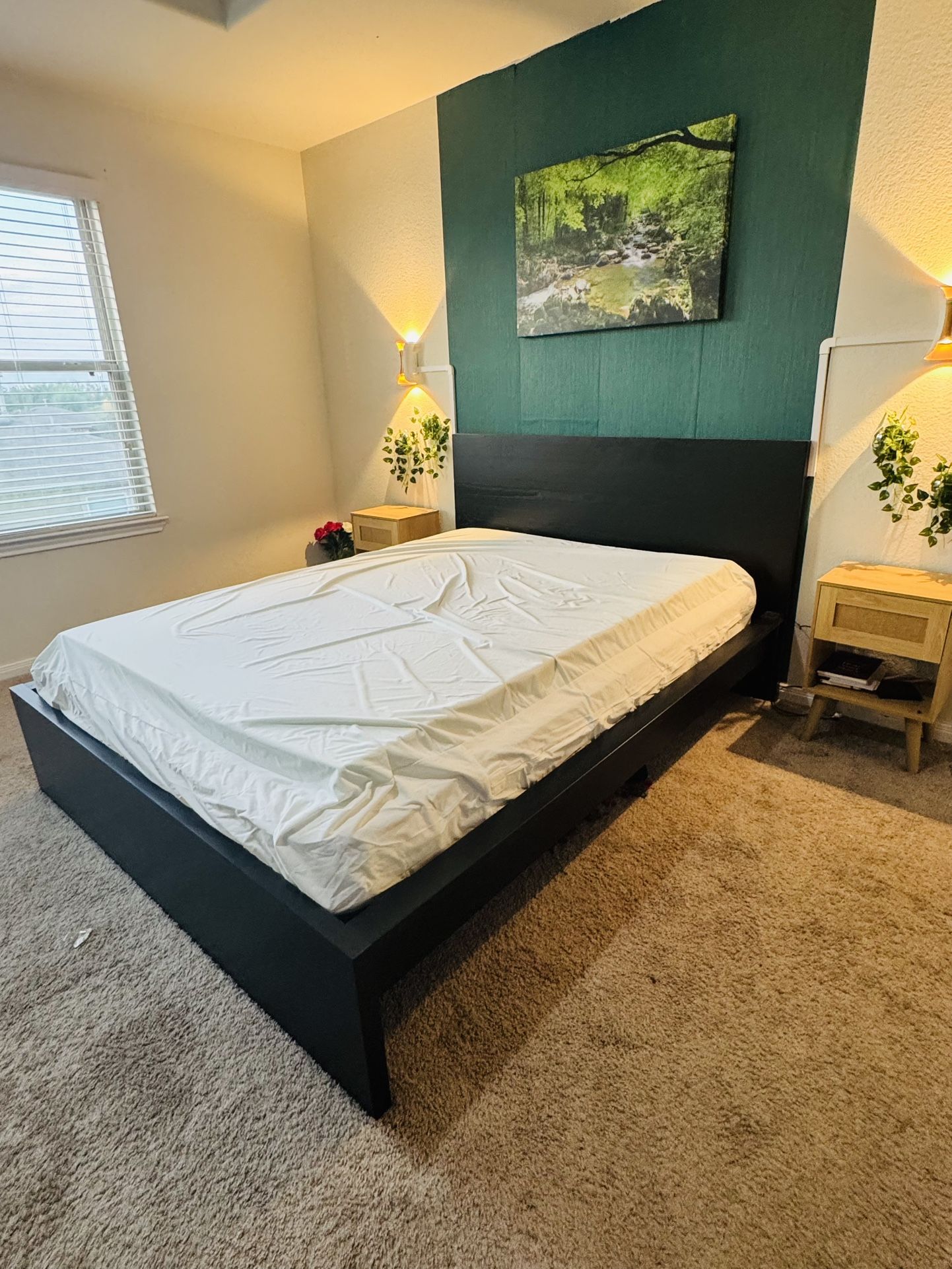 Bed for sale (including bed frame/ queen mattress/ memory foam topper and water proof cover slider)
