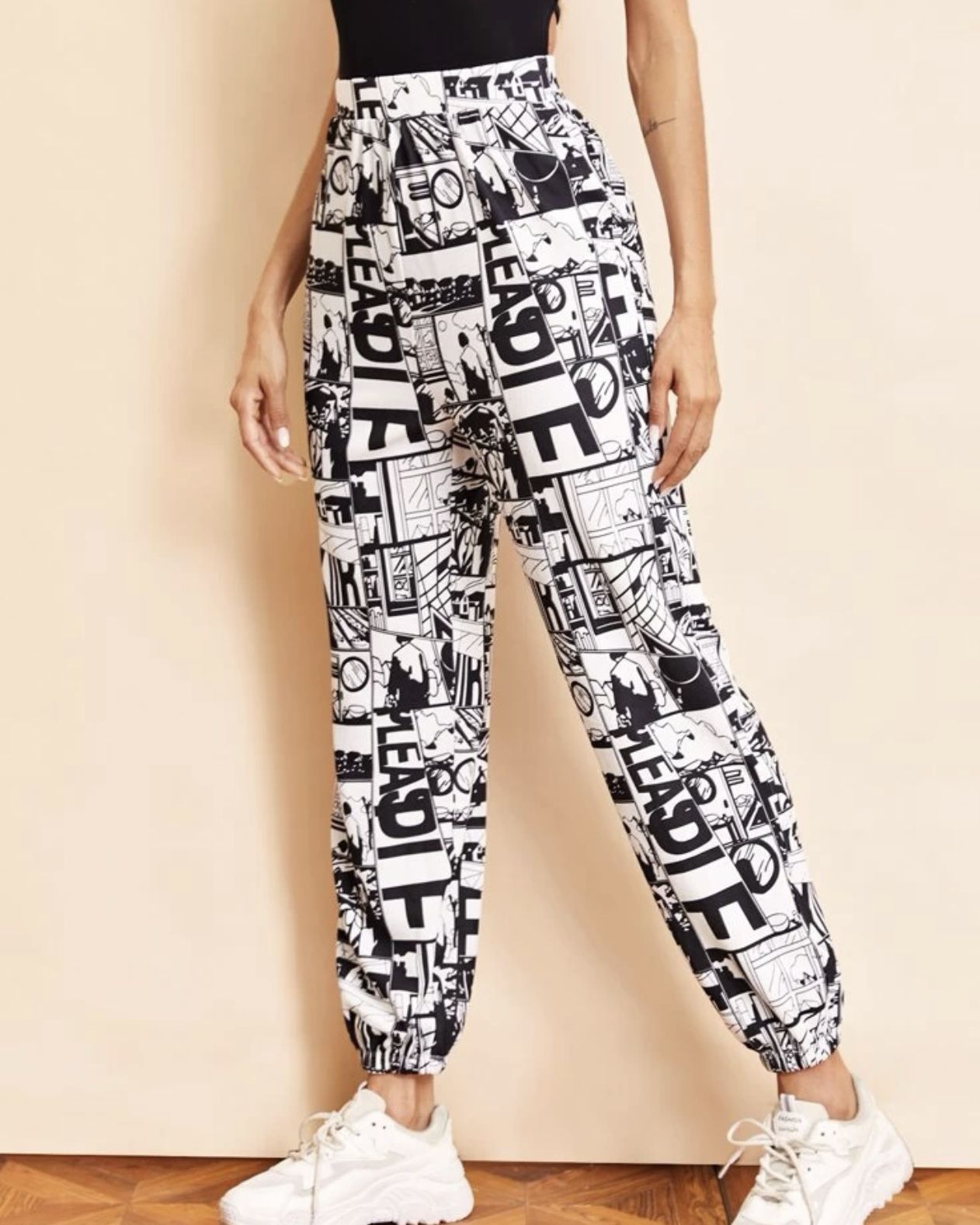SHEIN Pop Art Print High Rise Joggers