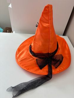 Orange Halloween Witch Hat with Black Bow