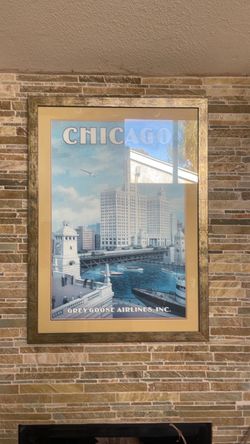 Chicago Grey Goose Airlines Vintage Travel Poster Framed