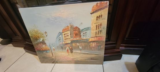 Moulin Rouge oil on canvas painting