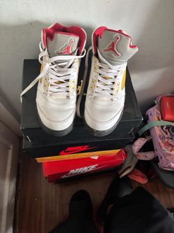 Air Jordan 5 Fire Red Gold Tongue Sneakers
