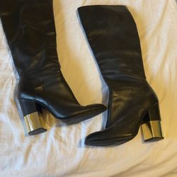 Black Boots W Silver Heel
