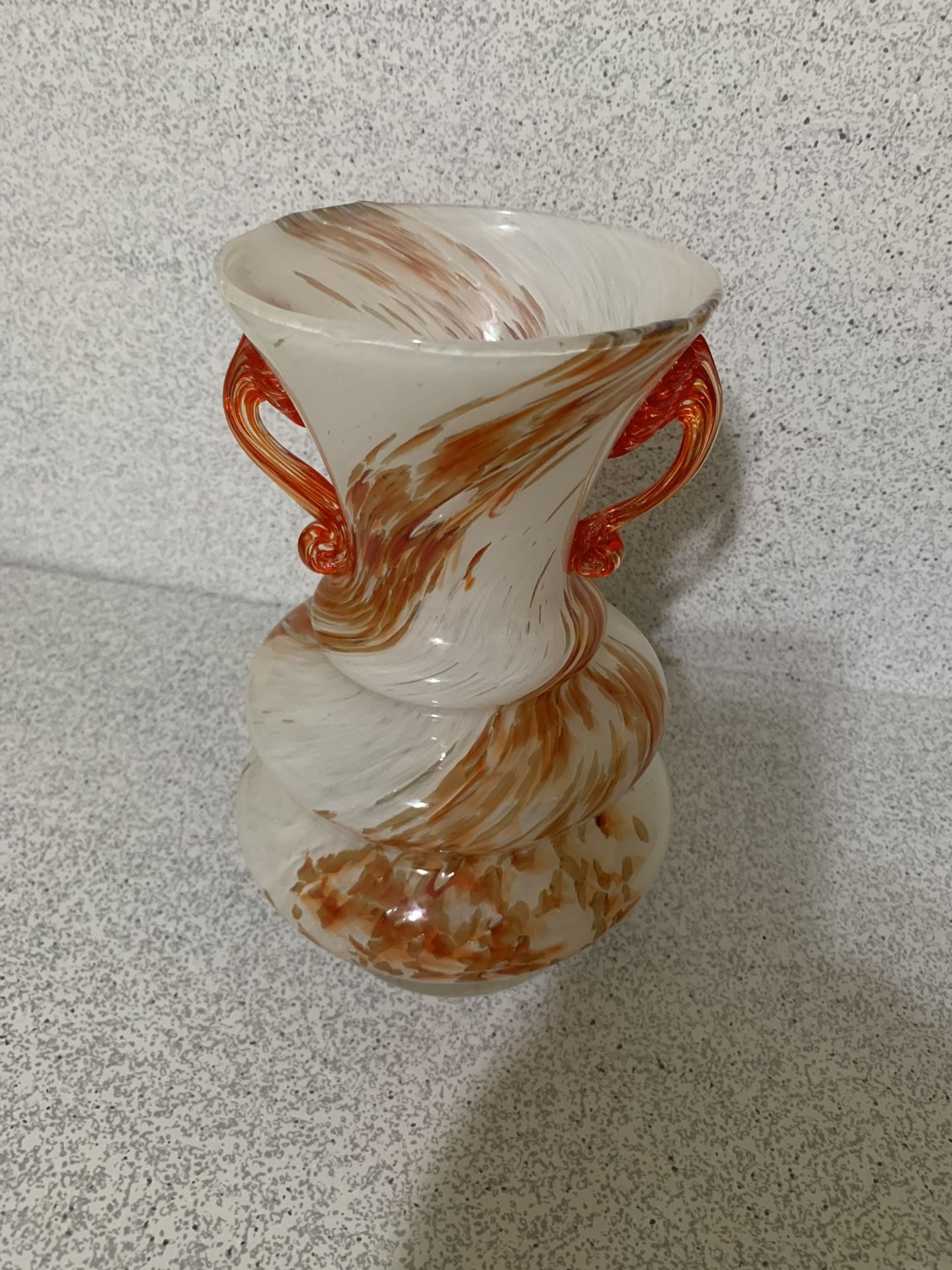 Vintage Murano Art Glass Orange and frosted white