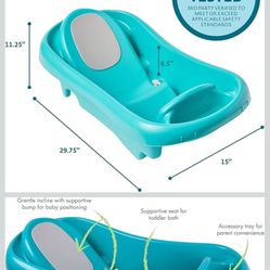 The First Years Newborn to Toddler Baby Bath Tub - Convertible 3-in-1 Baby Tub with Removable Sling - Ages 0 to 24 Months - Sure Comfort - Teal