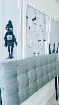 Headboard - fabric tufted gray queen/full