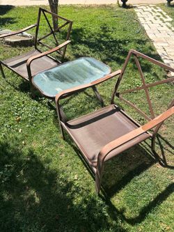 Patio table two chairs with cushions