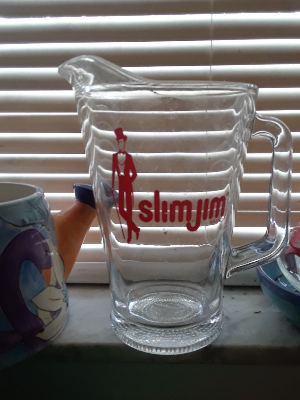 Slim Jim glass.pitcher for beer soda iced tea