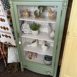 Vintage Wood And Glass Cabinet 