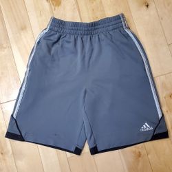 Adidas Boys Light Gray Striped Athletic Shorts (L ~ 14/16)