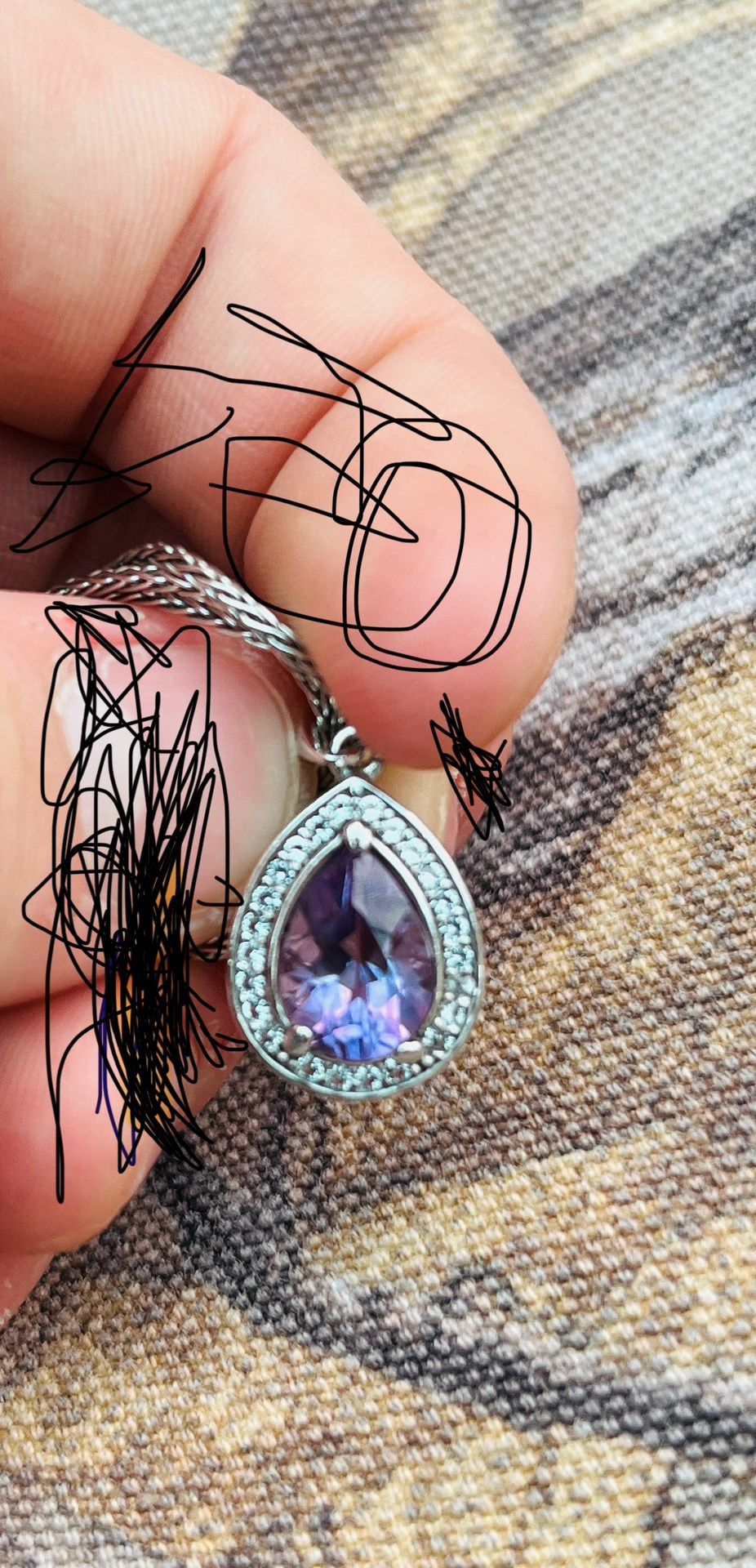 amethyst and diamond crystal pendant necklace 
