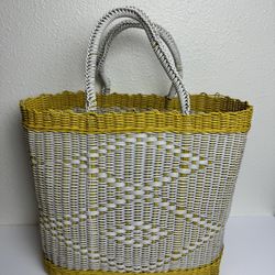 Retro Woven Plastic Picnic Market Large Tote Bag