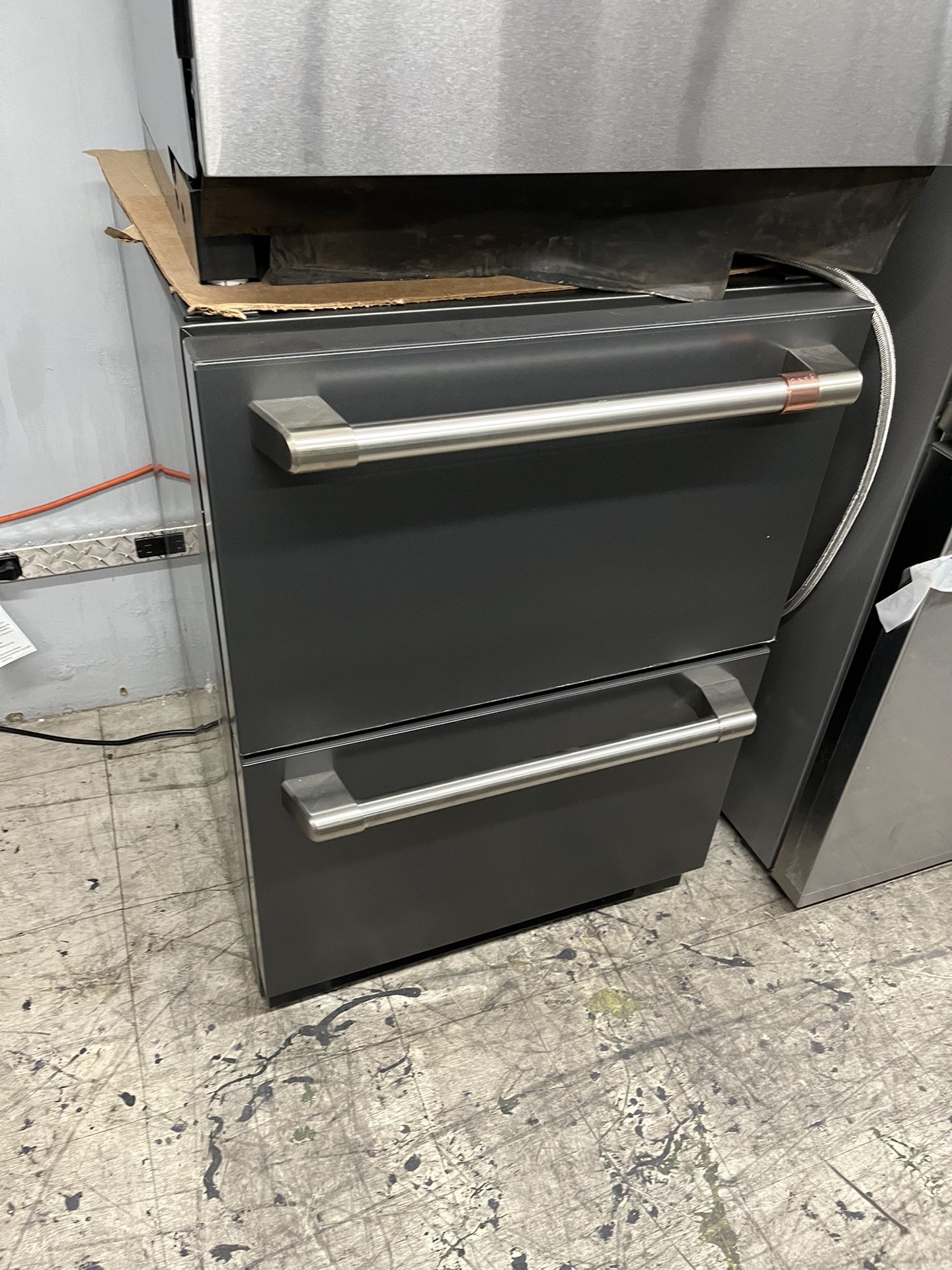 Matte Black Cafe 24” Double Drawer Refrigerator