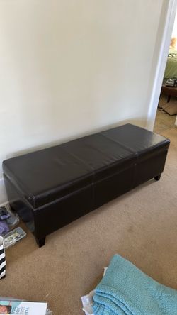 Brown leather end of bed storage