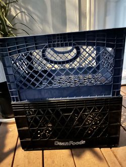 2 heavy duty plastic milk crates -$8