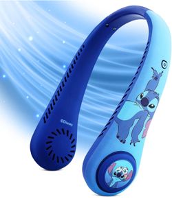 Disney Stitch Portable Neck Fan Bladeless 5 Speed Rechargeable Wearable Fan