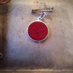 HOLY SPIRIT MEDALLION Vintage Religious Jewelry Resin Enamel Silver Medal Charm Pendant Holy Ghost Marked France Choose Red 