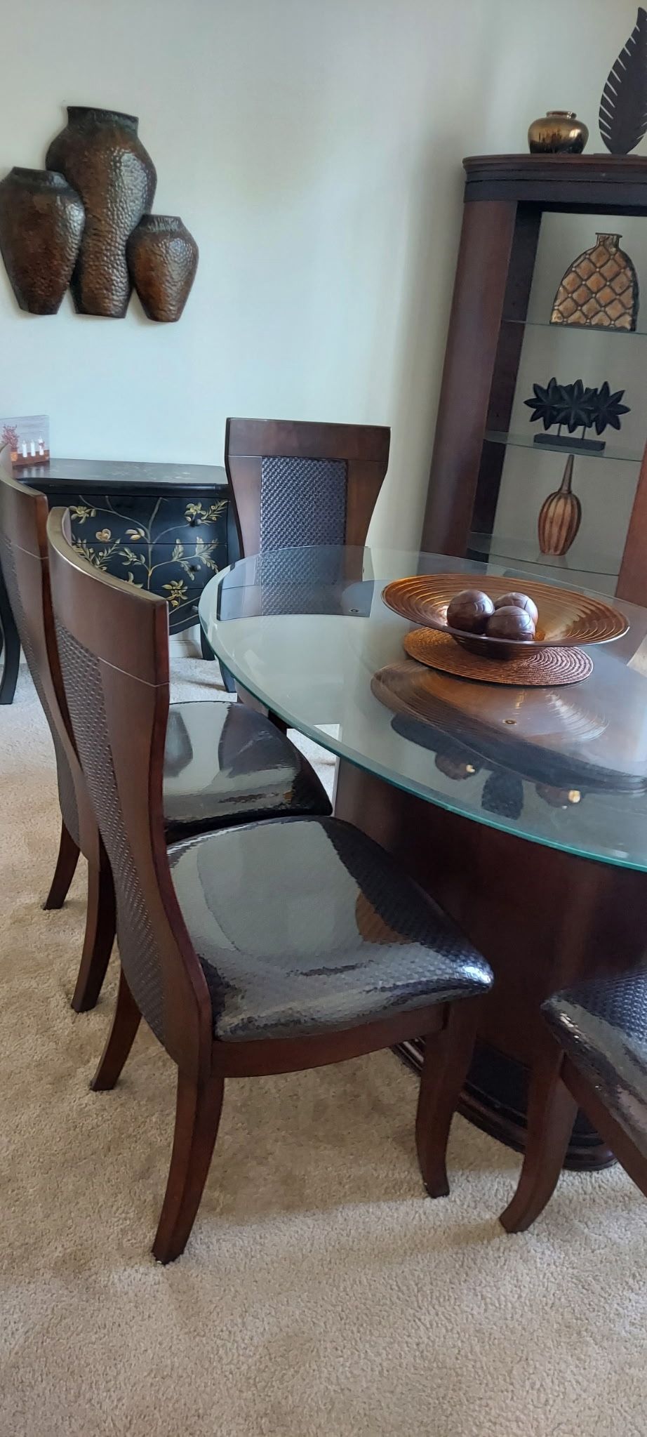 Ashley Furnituree Hendler dining set with matching etagere cabinet