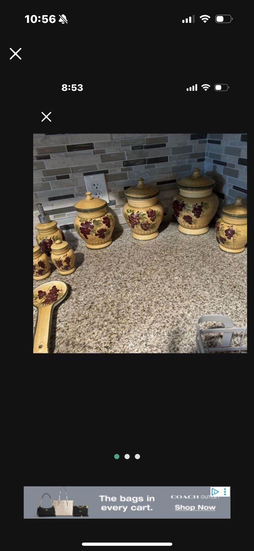 Kitchen canisters 8 pieces grapes theme