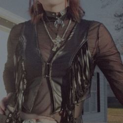 Black Leather Vest Top 