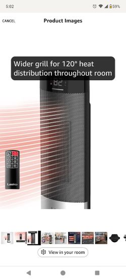 Lasko Ellipse Ceramic Tower Heater for Home with Tipover Switch, Child Lock, Digital Display, Thermostat, Wide Oscillation, Remote, Timer, For Bedroom