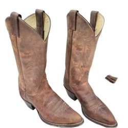 JUSTIN RUGGED WESTERN COW BOOTS SIZE 6.5B