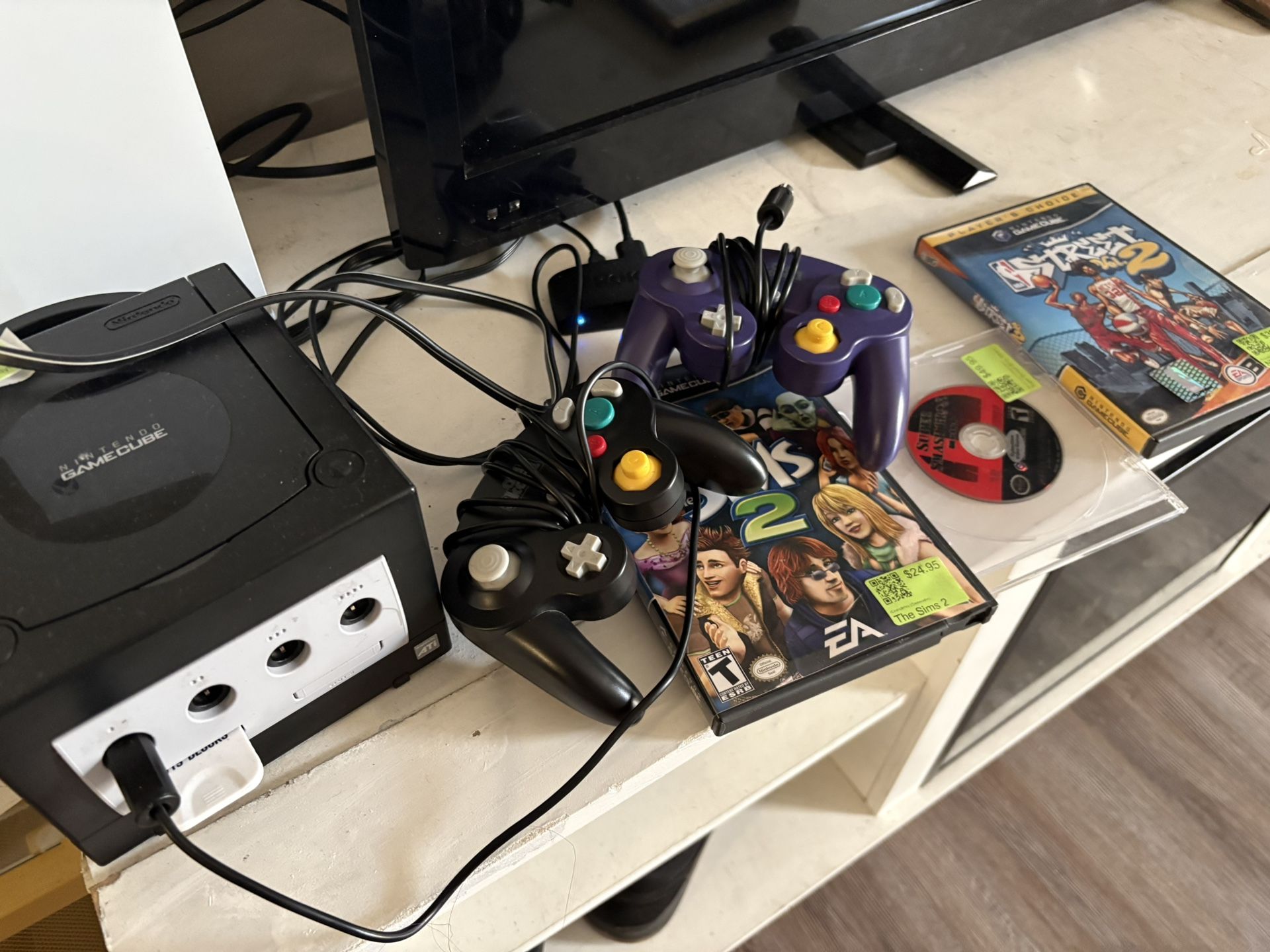 GameCube W/ Controllers And Games
