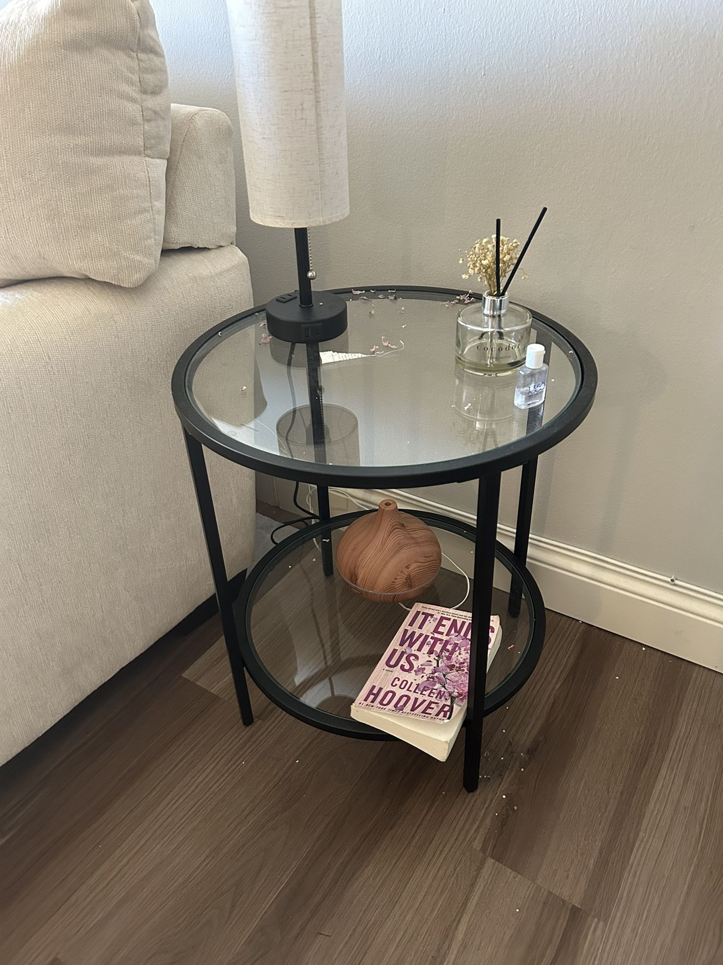 20 Inch Round Glass Side Table $25