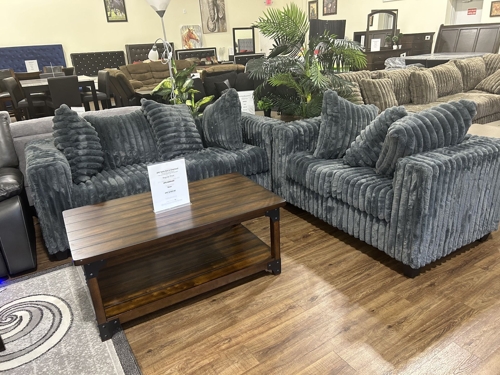 2pieces sofa set in charcoal