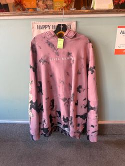 Civil Regime XL Pink n Black Wash Tie-Dye Rose Hoodie