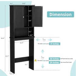 Assembled Black Over The Toilet Storage