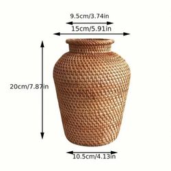 New handcrafted woven bamboo vase home decor not waterproof 