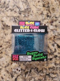Nee doh Needoh Glitter Mini Cube Toy Squishy Squeezy Blue New