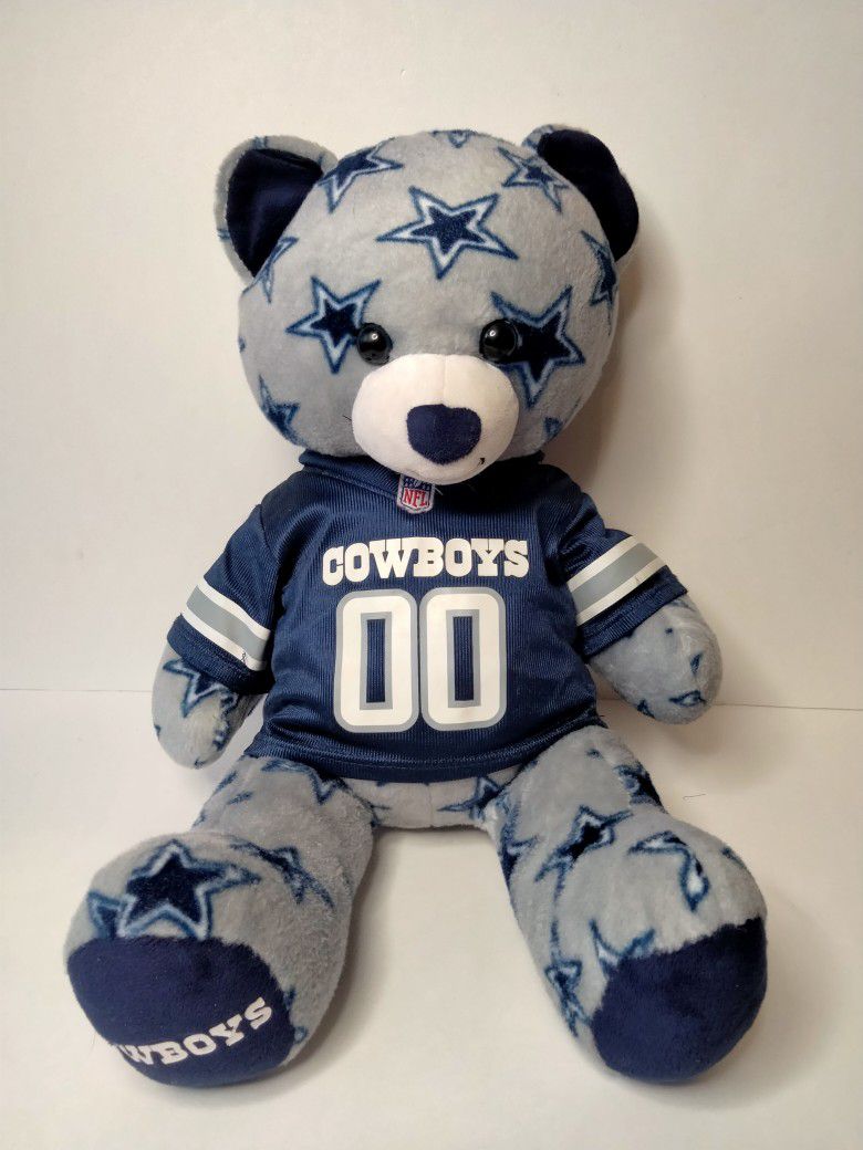 Build A Bear Workshop Dallas Cowboys NFL Print Bear w/ Blue Jersey BABW 16” 