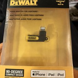DeWALT 90-Degree Lightning to Aux Audio Adapter - New in Box!