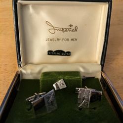 IMPERIAL JEWELRY FOR MEN,  STERLING SILVER CUFFLINKS  AND TIE. CLASP 