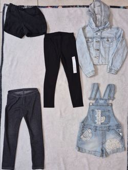 Girls Size 4/5 Summer Fall Bundle 5pc NWT Leggings Shortalls Jacket