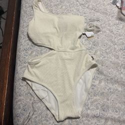 Mk One Piece Cream Bathing Suit Size 8