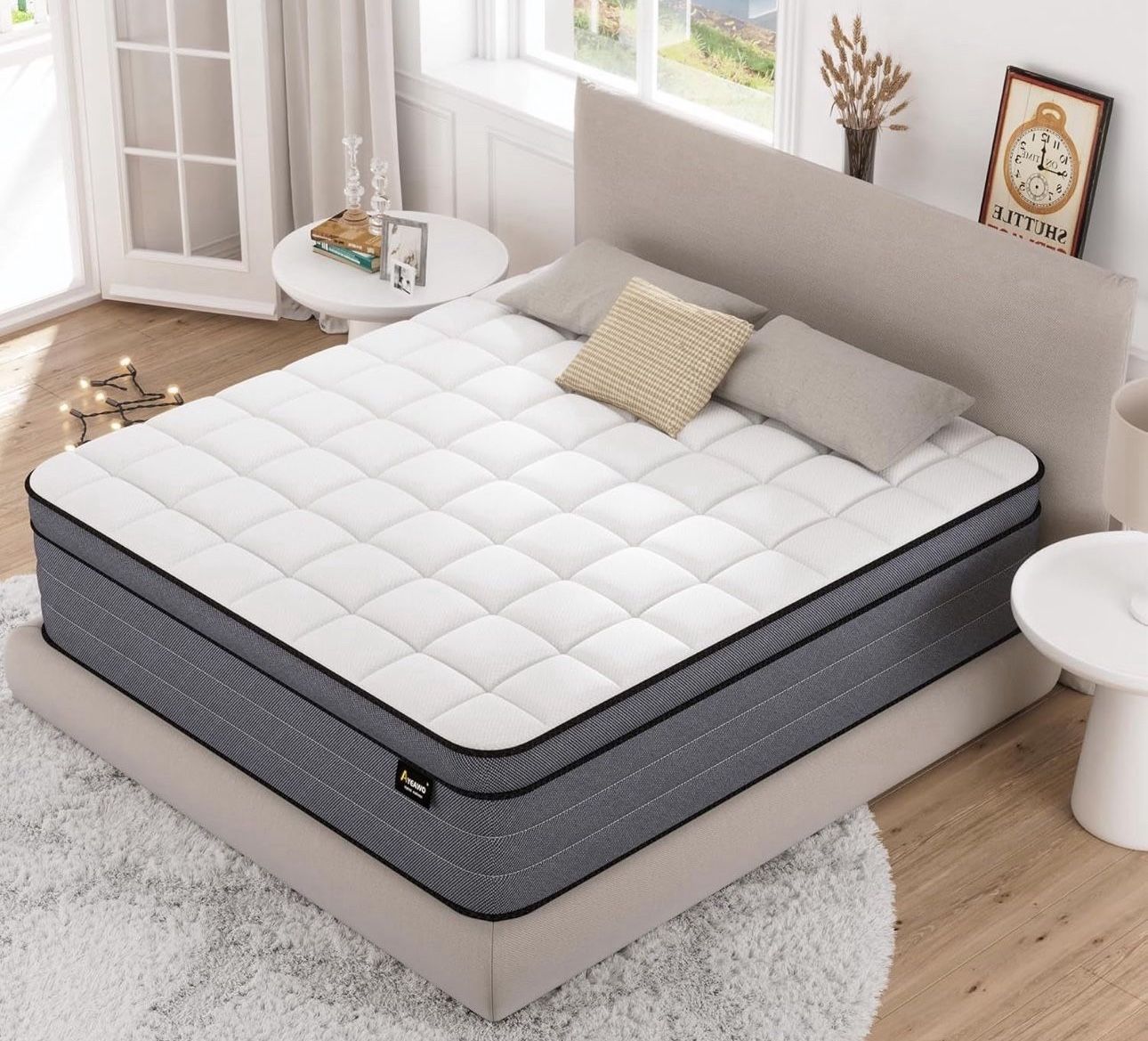 King Size Mattress 12 Inch with Gel Memory Foam and Pocket Springs, Hybrid Mattresses Medium