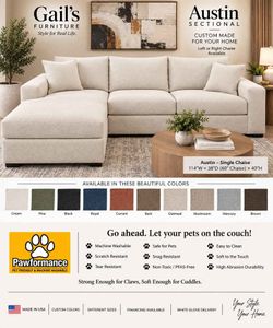Pet Friendly !!! 2 Pc Sofa and Chaise Custom sectional. Multiple color options!!