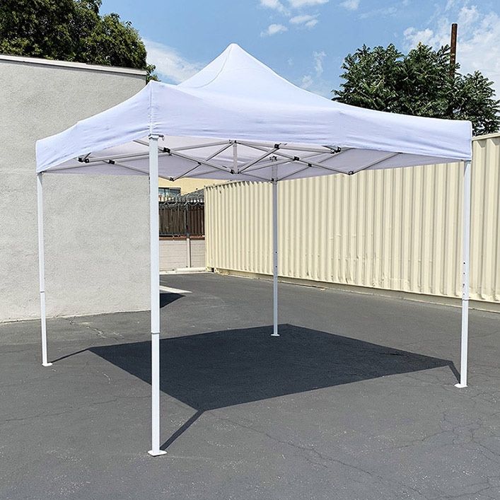 (NEW) $100 Heavy-Duty 10x10 FT Outdoor Ez Pop Up Canopy Party Tent Instant Shades w/ Carry Bag (White/Blue)