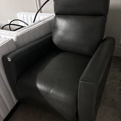 Gray Leather Recliner Chair 