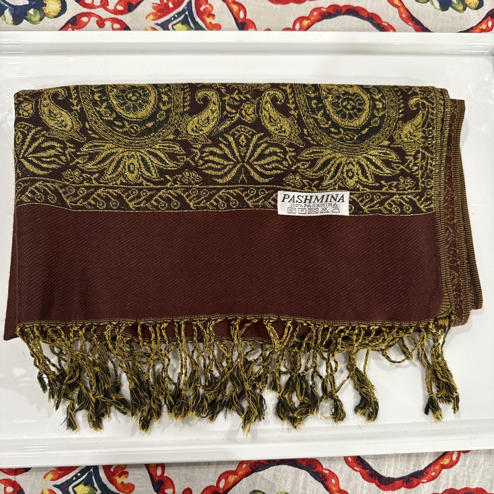 New | Brown Shimmer Pashmina Shawl