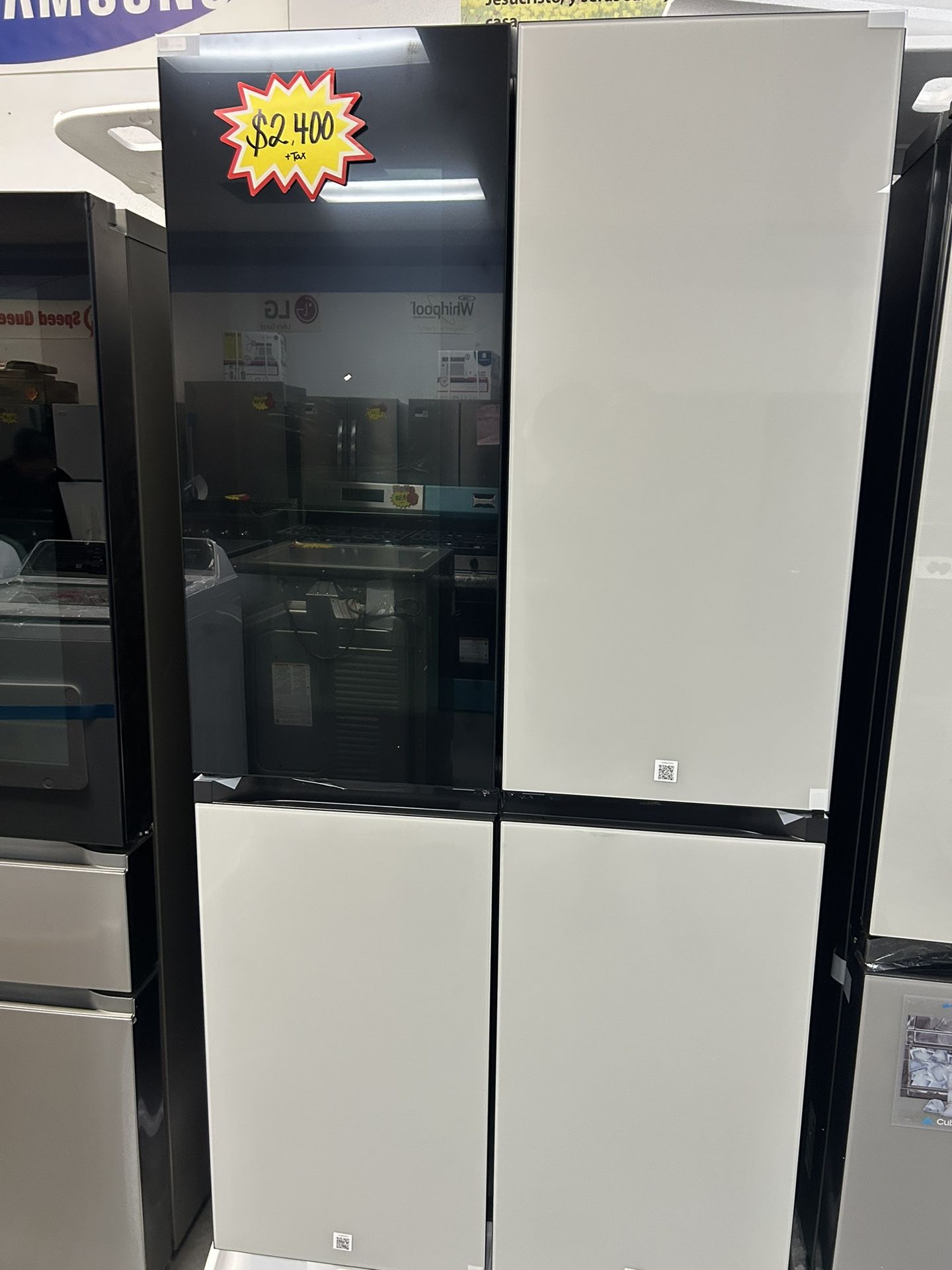 SAMSUNG FRENCH DOOR REFRIGERATOR!!! INSTAVIEW!!! BSPOKE FLEX!!! White Glass Doors!!! BRAND NEW!!! Factory Warranty!!!!!
