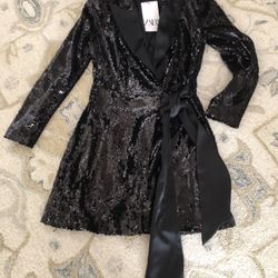 Zara NWT Sequin Wrap Dress