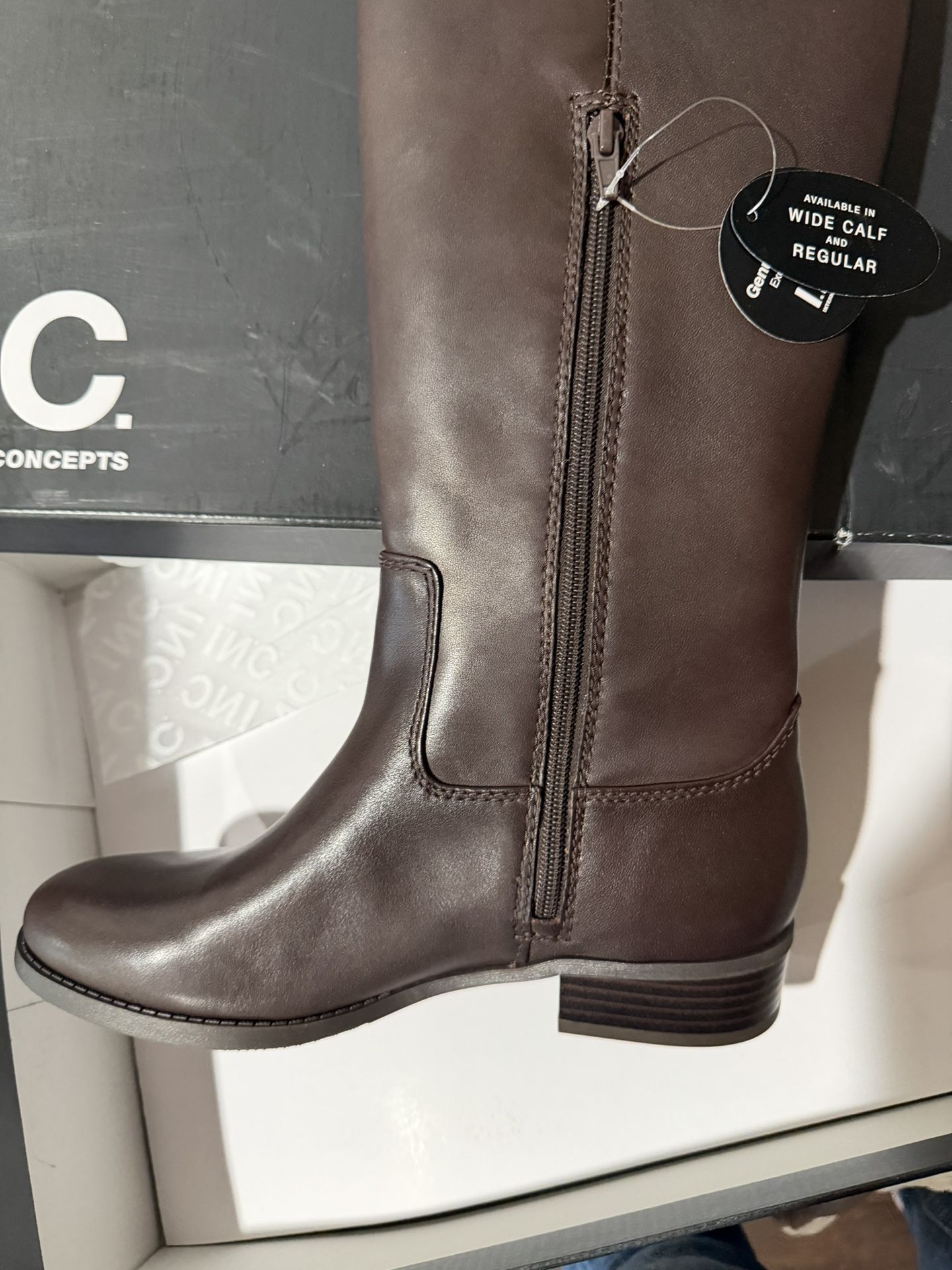 I.N.C. International Concepts Fawne Wide-Calf Leather Knee High Boots