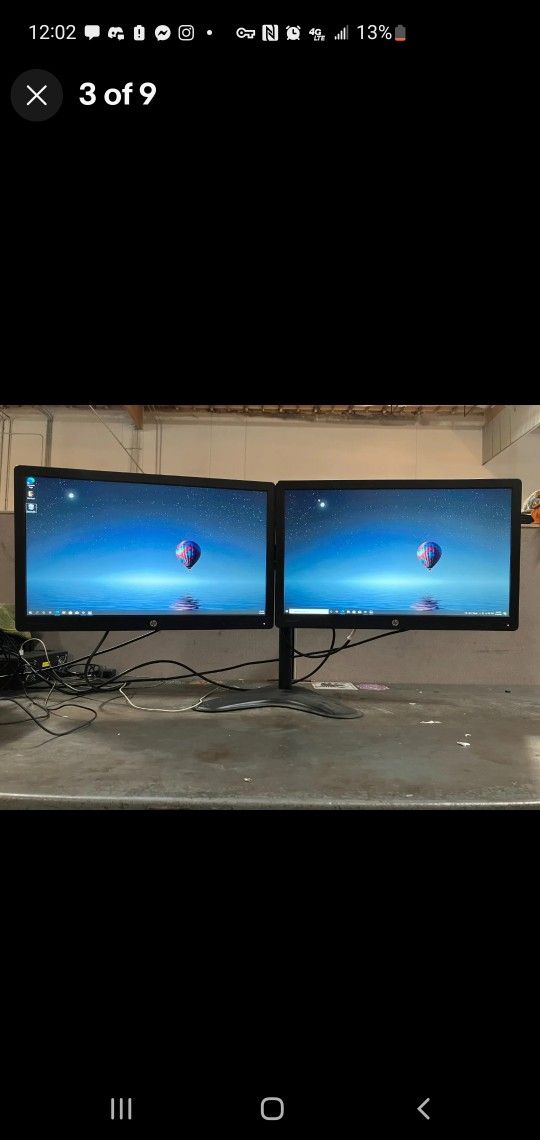 HP 24" Widescreen Dual Monitors P240VA for Desktop WITH STAND/HDMI/CONNECTORS